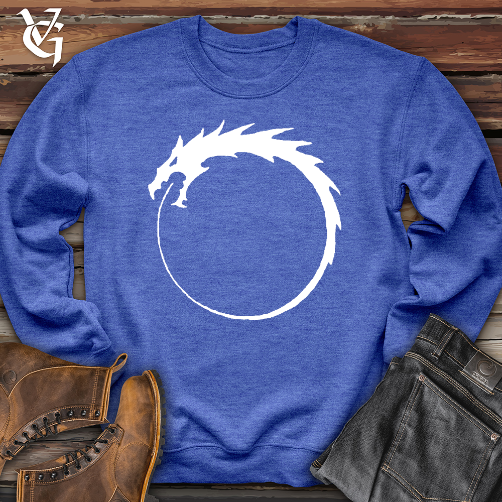 Viking Goods Dragon Circle White Crewneck Heather Royal / L