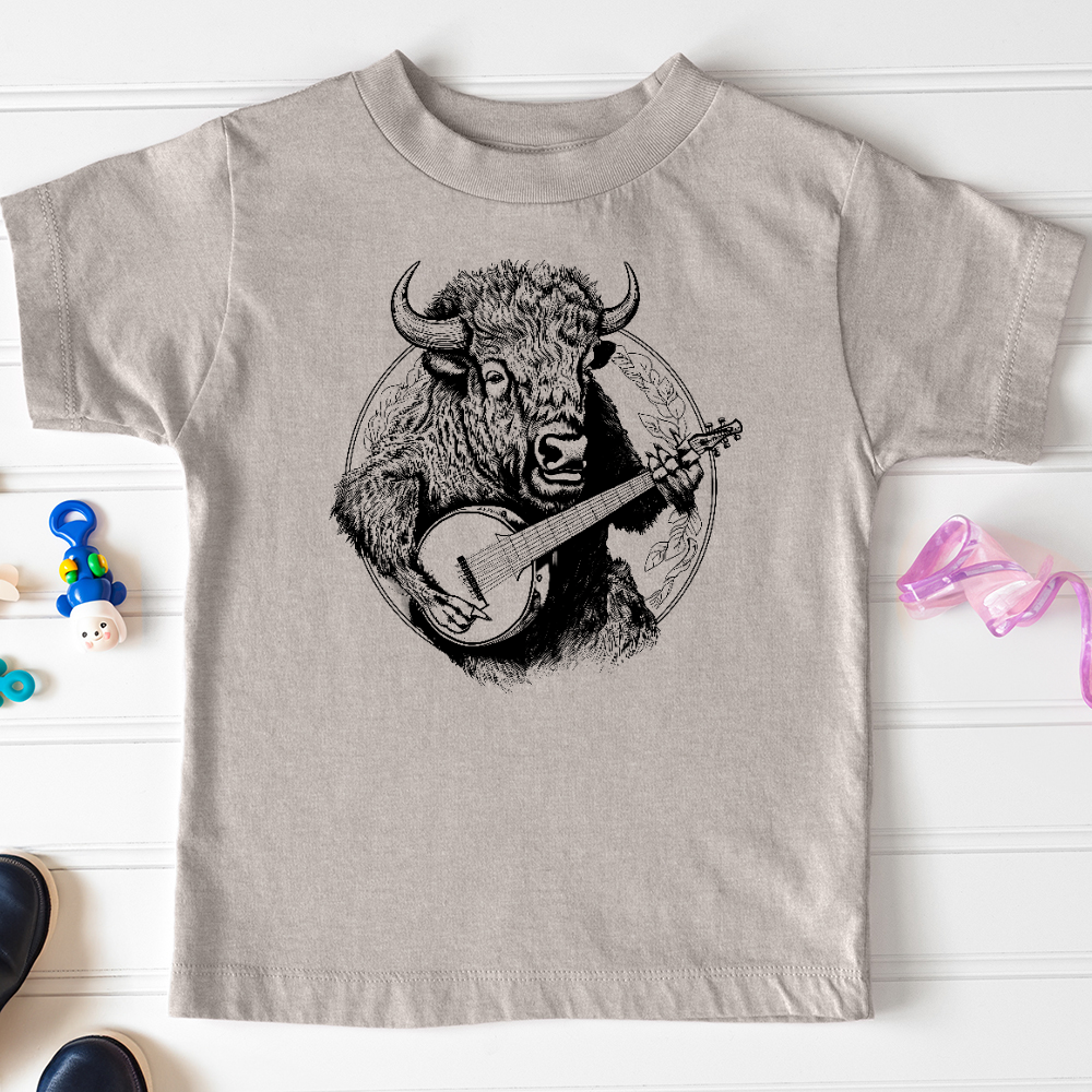 Viking Goods Banjo Bison Toddler Tee Heather Stone / 2T