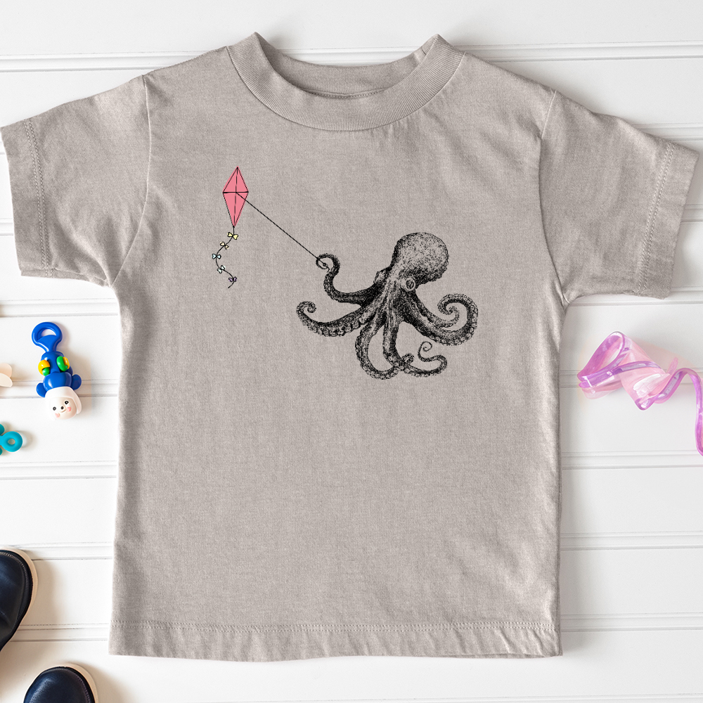 Viking Goods Octopus Flying Kyte Toddler Tee Heather Stone / 2T