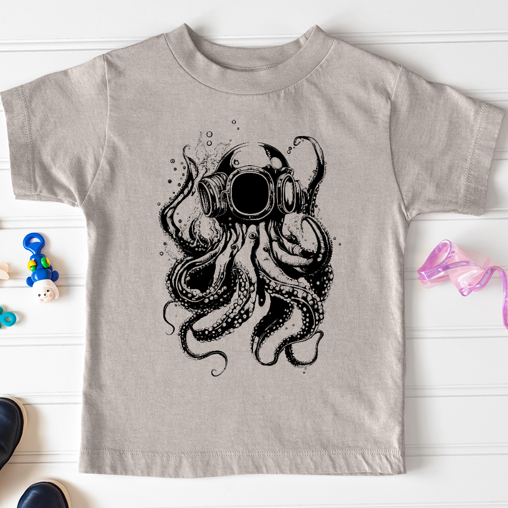 Viking Goods Scuba Octopus Toddler Tee Heather Stone / 2T