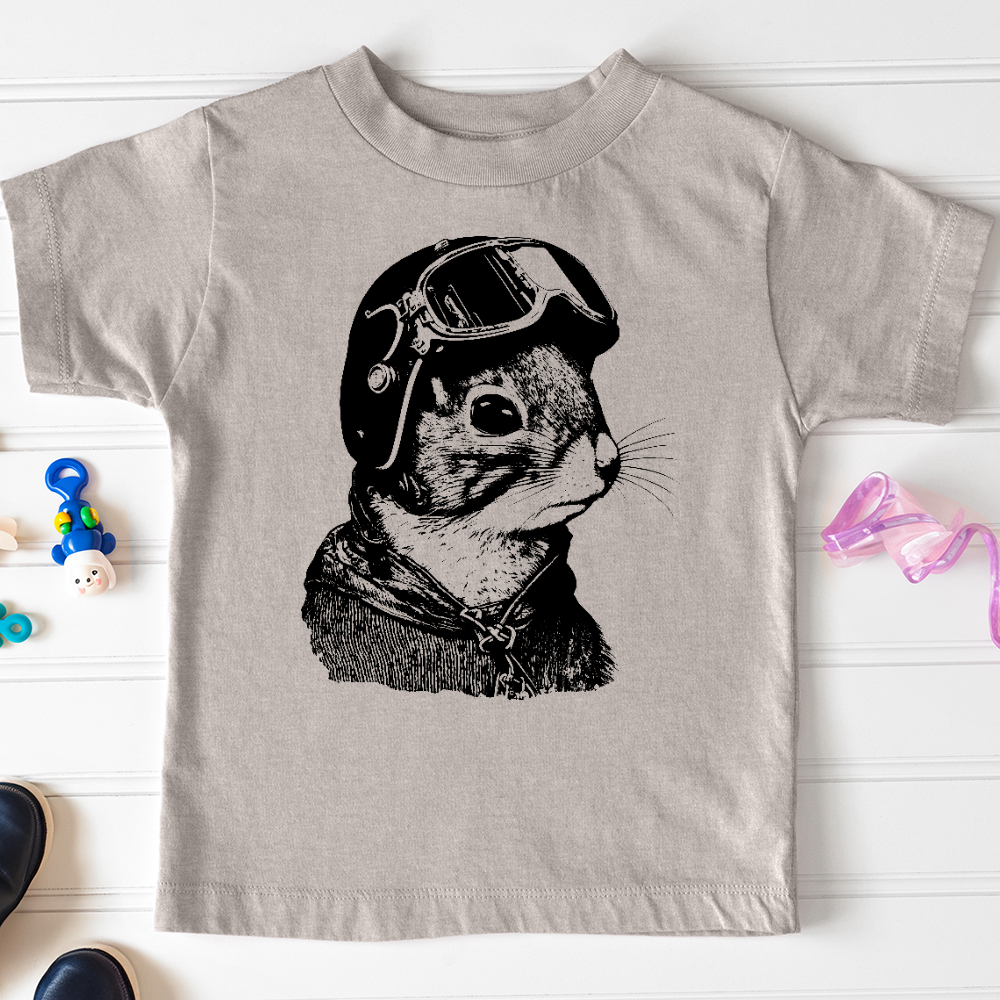 Viking Goods Squirrel Fighter Pilot Toddler Tee Heather Stone / 2T