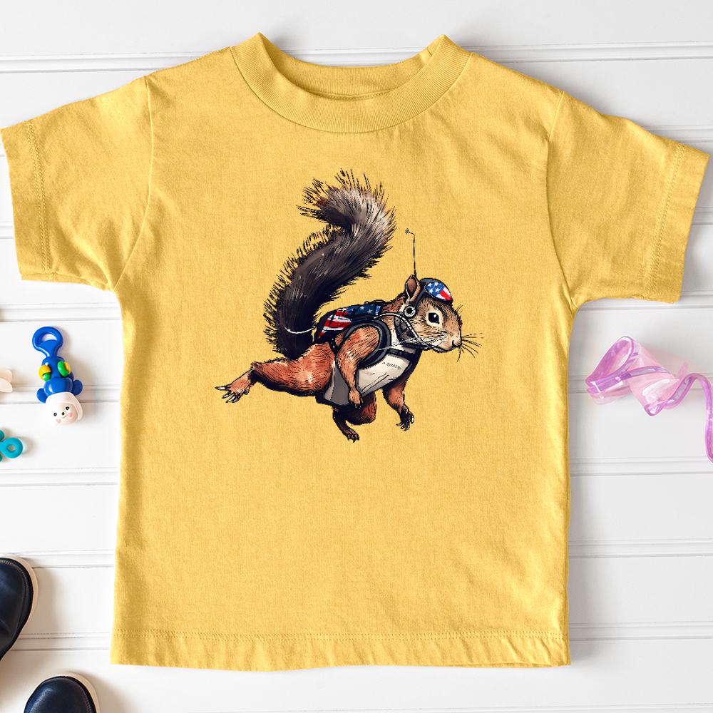 Viking Goods American Skydiving Squirrel Toddler Tee Heather Yellow Gold / 2T