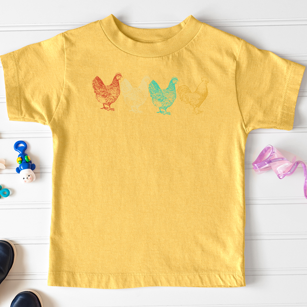 Viking Goods Chicken Scene Toddler Tee Heather Yellow Gold / 2T