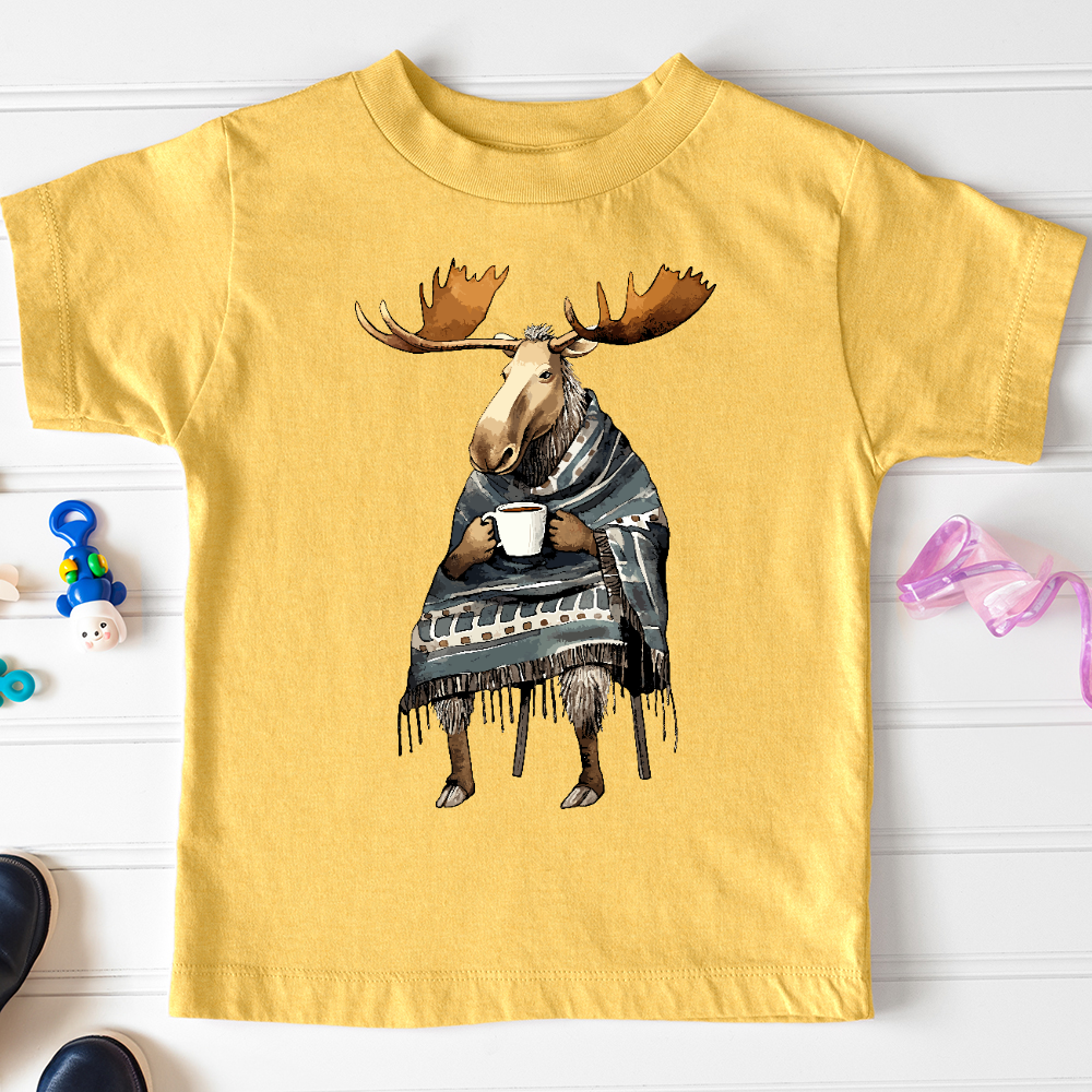 Viking Goods Coffee Drinking Moose Toddler Tee Heather Yellow Gold / 2T