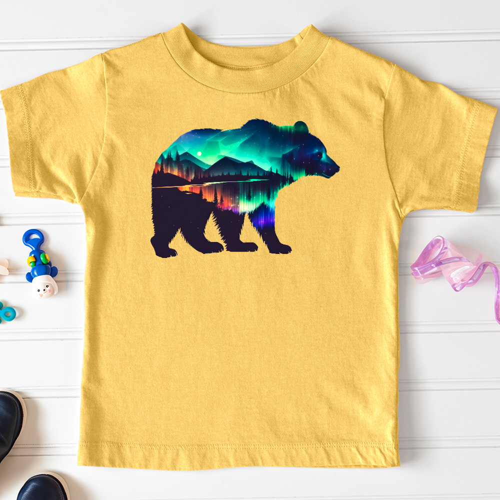 Viking Goods Northern Lights Bear Toddler Tee Heather Yellow Gold / 2T