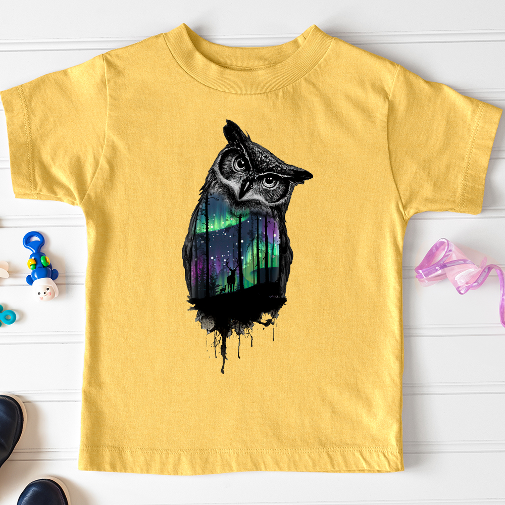 Viking Goods Northern Lights Owl Toddler Tee Heather Yellow Gold / 2T