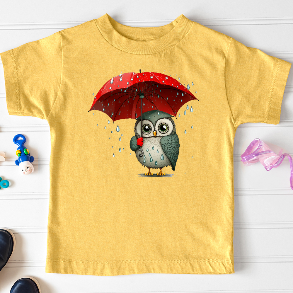 Viking Goods Owl in the Rain Toddler Tee Heather Yellow Gold / 2T