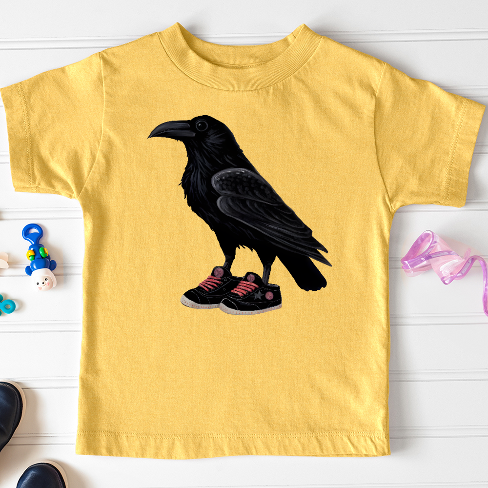 Viking Goods Raven Wearing Sneakers Toddler Tee Heather Yellow Gold / 2T