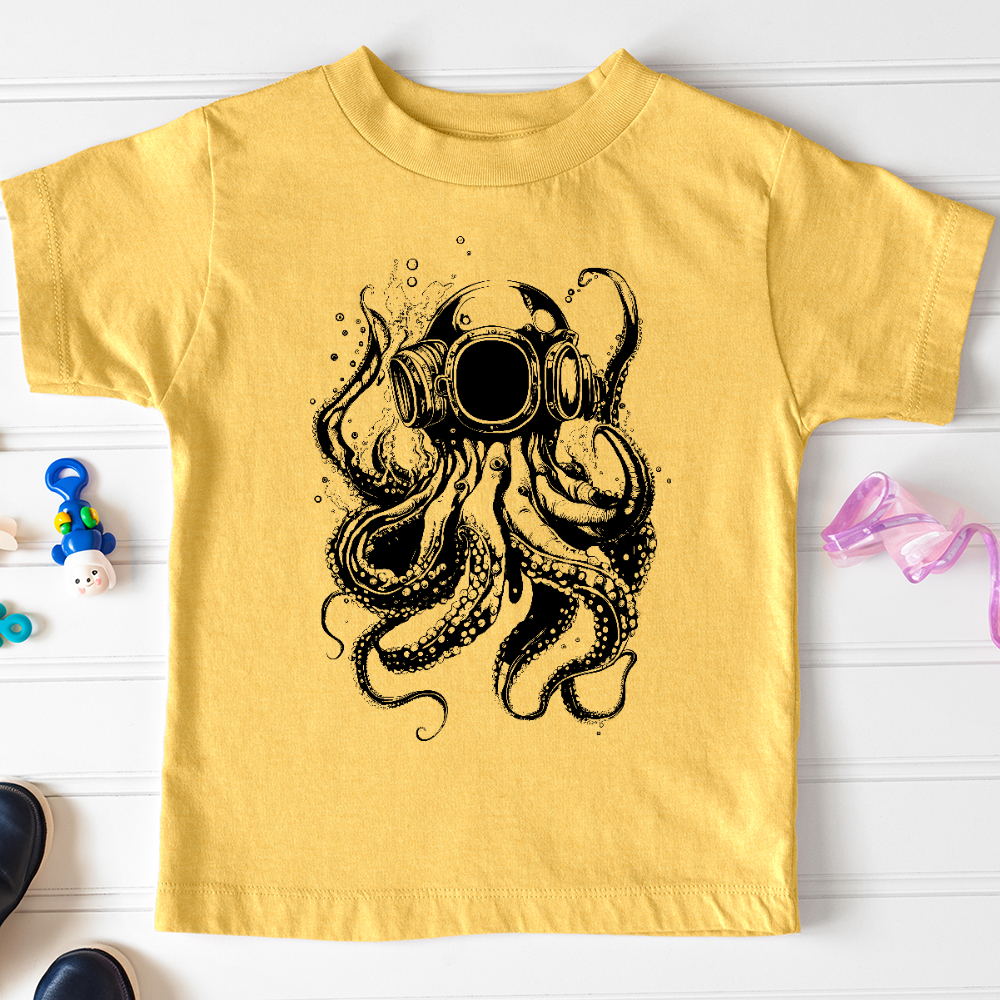 Viking Goods Scuba Octopus Toddler Tee Heather Yellow Gold / 2T