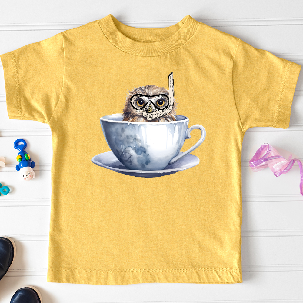 Viking Goods Snorkeling Owl Toddler Tee Heather Yellow Gold / 2T