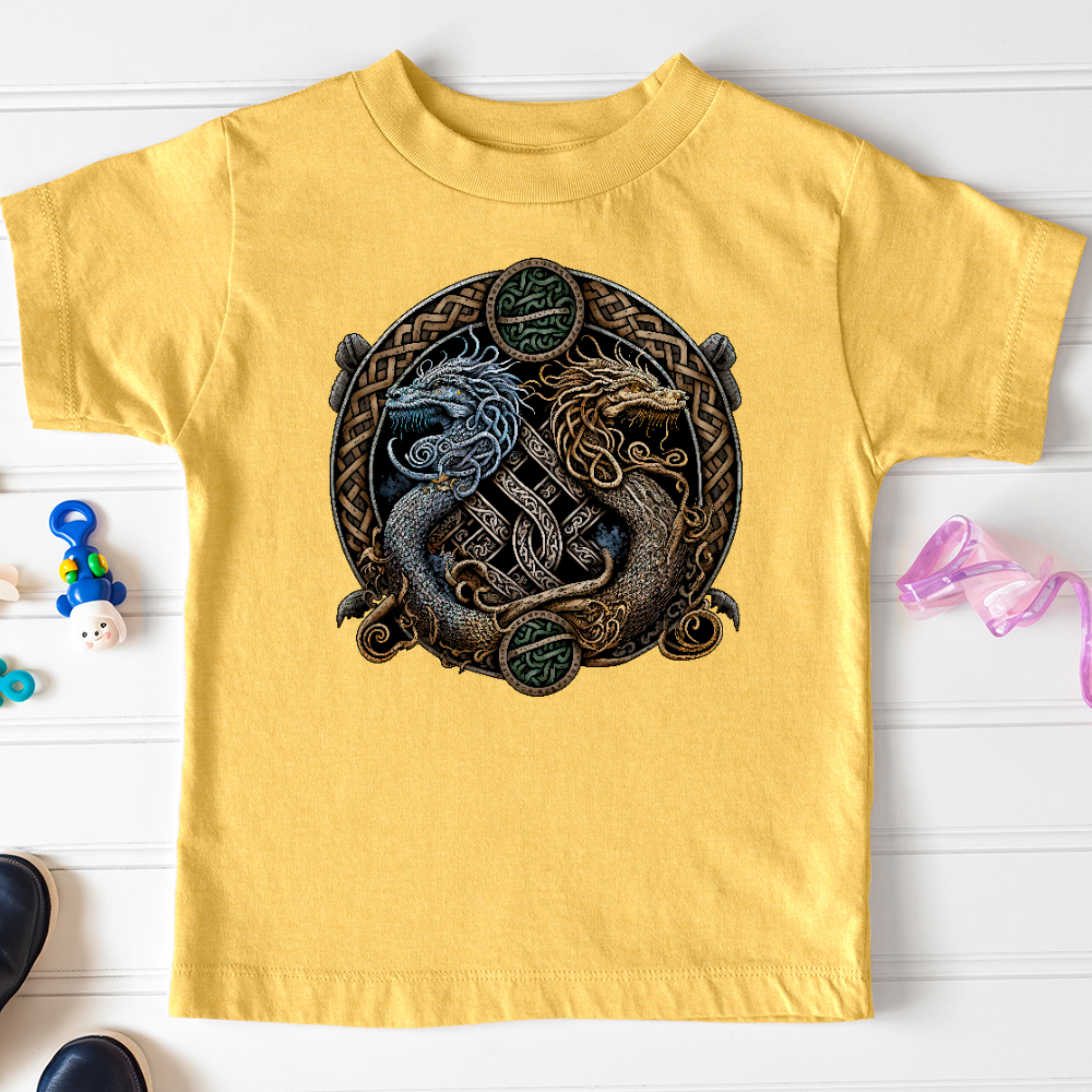 Viking Goods Two Dragons Toddler Tee Heather Yellow Gold / 2T