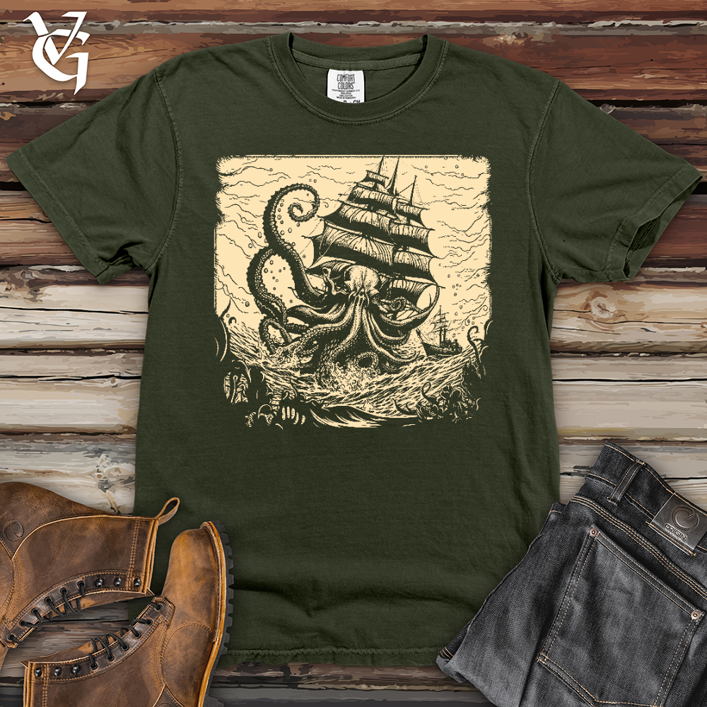 Viking Goods Kraken At Sea Heavy Cotton Comfort Colors Tee Hemp / L