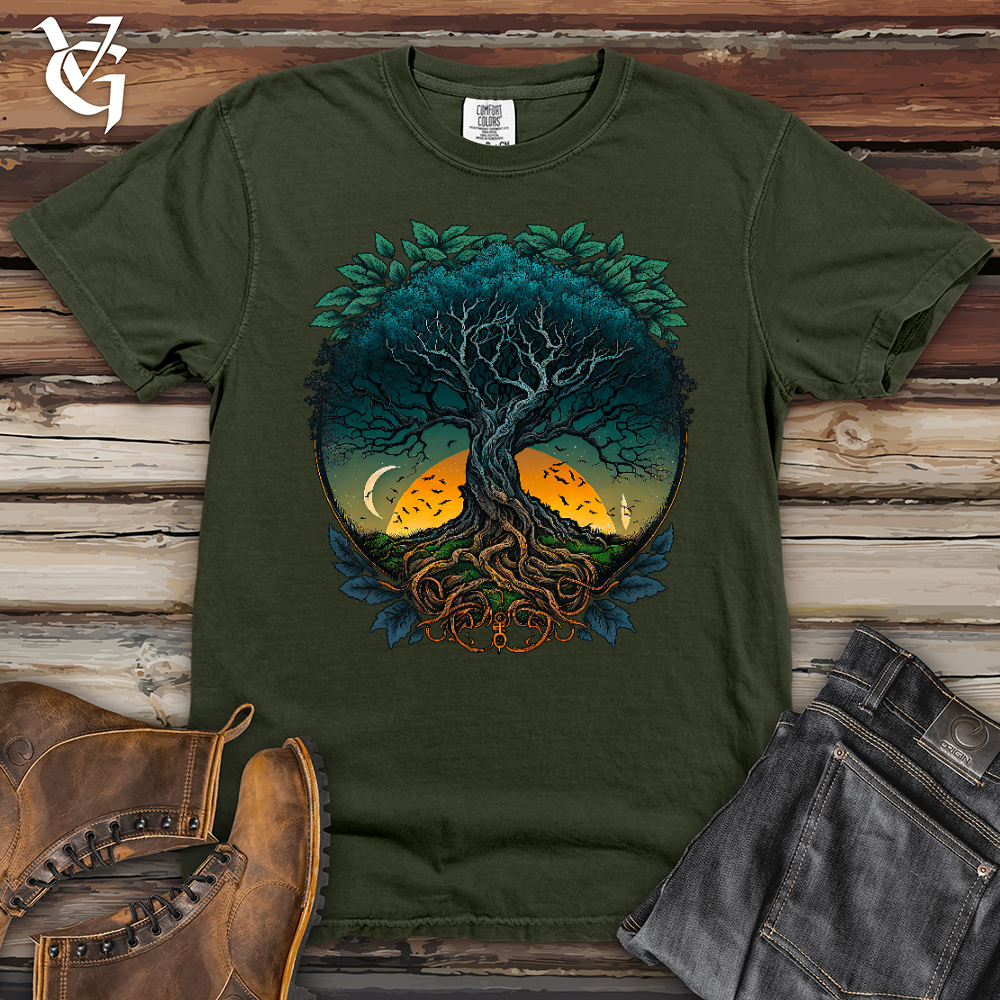 Viking Goods Sunset Yggdrasil Heavy Cotton Comfort Colors Tee Hemp / L