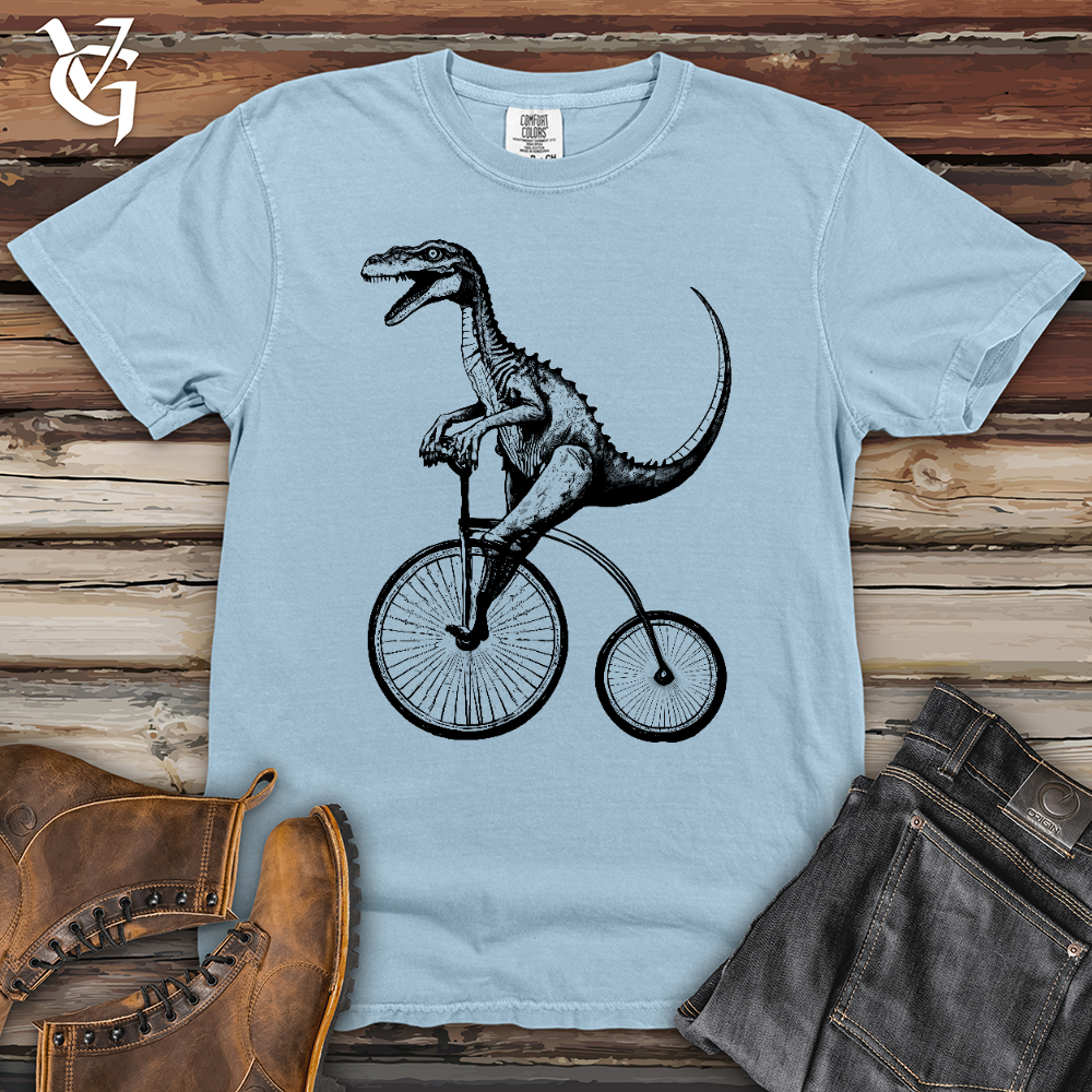Viking Goods Dinosaur Cyclist Heavy Cotton Comfort Colors Tee Hydrangea / L
