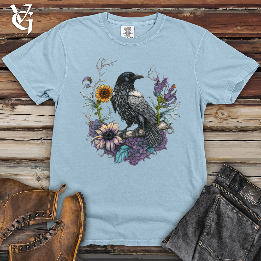 Viking Goods Flower Wreath Raven Heavy Cotton Comfort Colors Tee Hydrangea / L