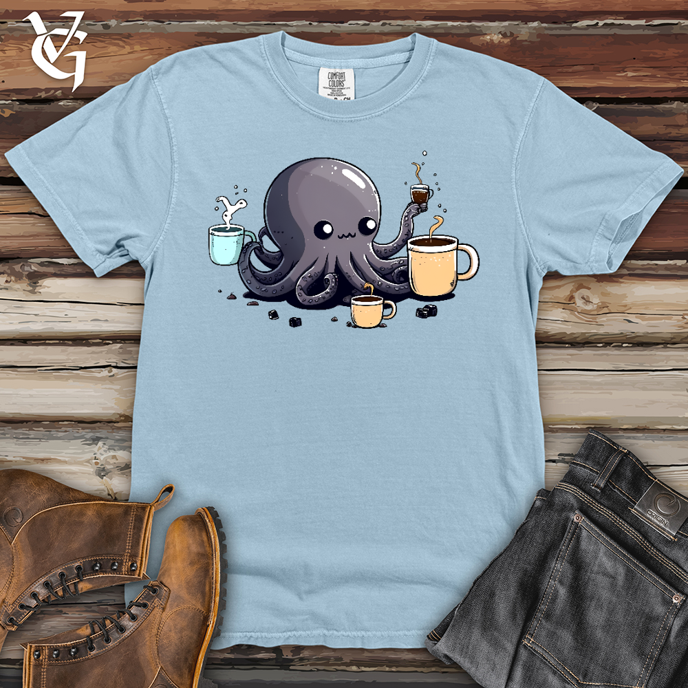 Viking Goods Octopus Coffee Addict Heavy Cotton Comfort Colors Tee Hydrangea / L