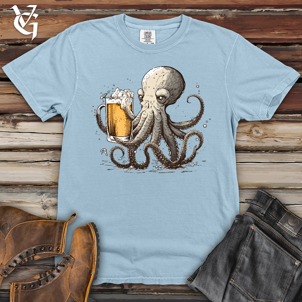 Viking Goods Octopus Happy Hour Heavy Cotton Comfort Colors Tee Hydrangea / L