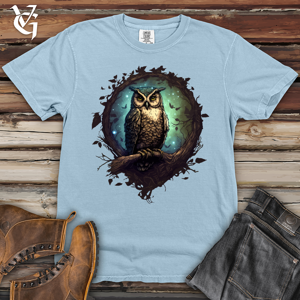 Viking Goods Owl Cosmic Dust Heavy Cotton Comfort Colors Tee Hydrangea / L