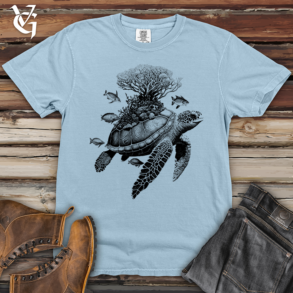Viking Goods Sea Turtle Heavy Cotton Comfort Colors Tee Hydrangea / L