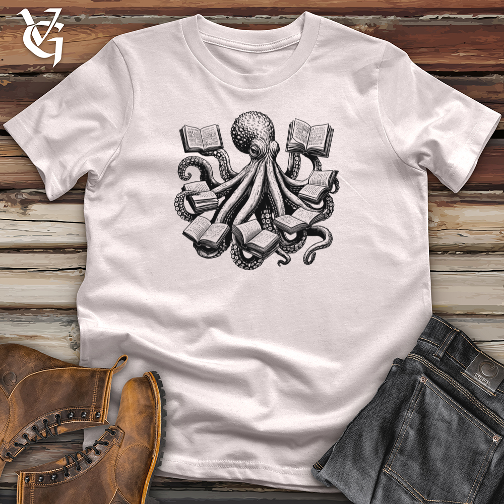 Viking Goods Octopus Reading Multiple Books Softstyle Tee Ice Grey / L