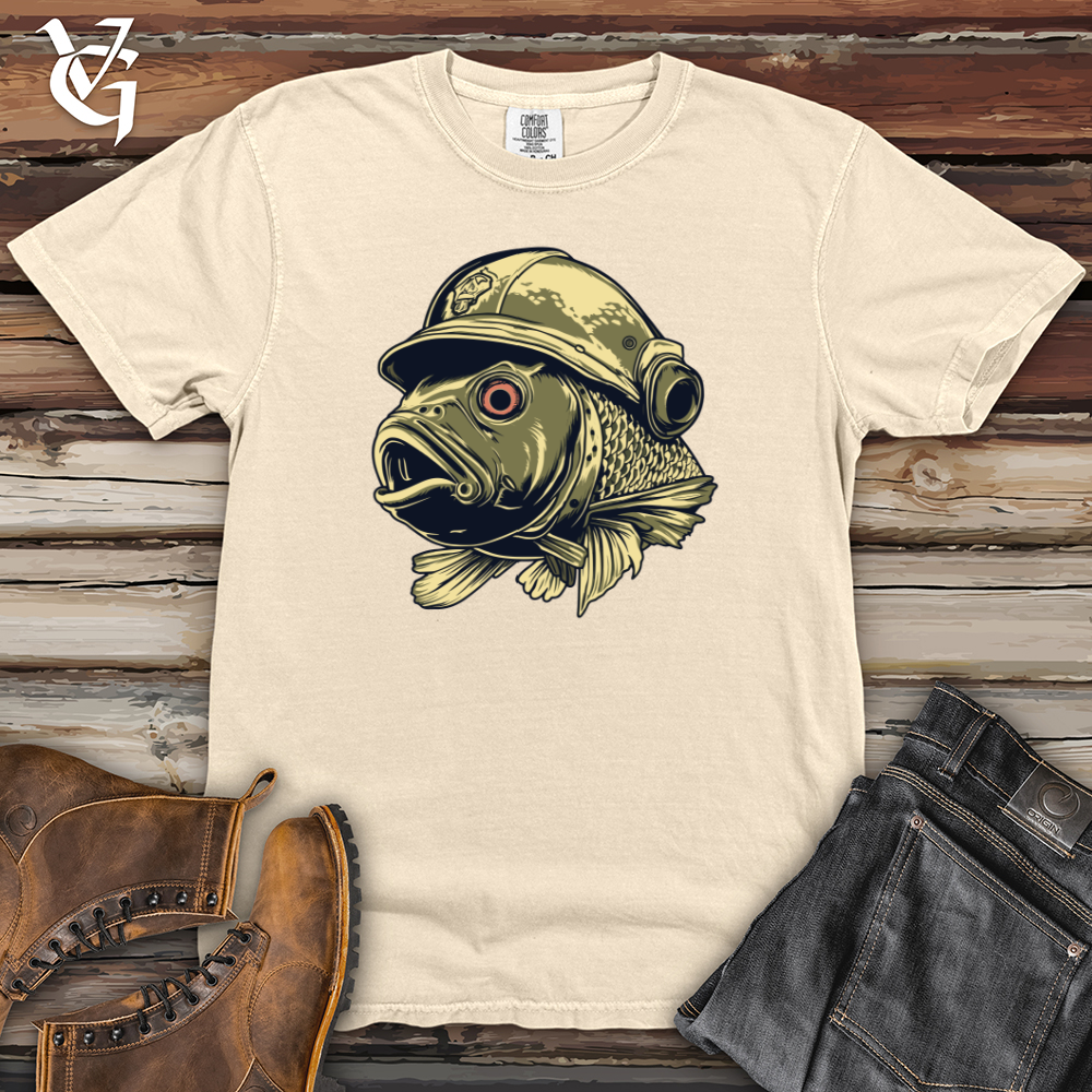 Viking Goods Fish Trooper Helmeted Brigade Heavy Cotton Comfort Colors Tee Ivory / L