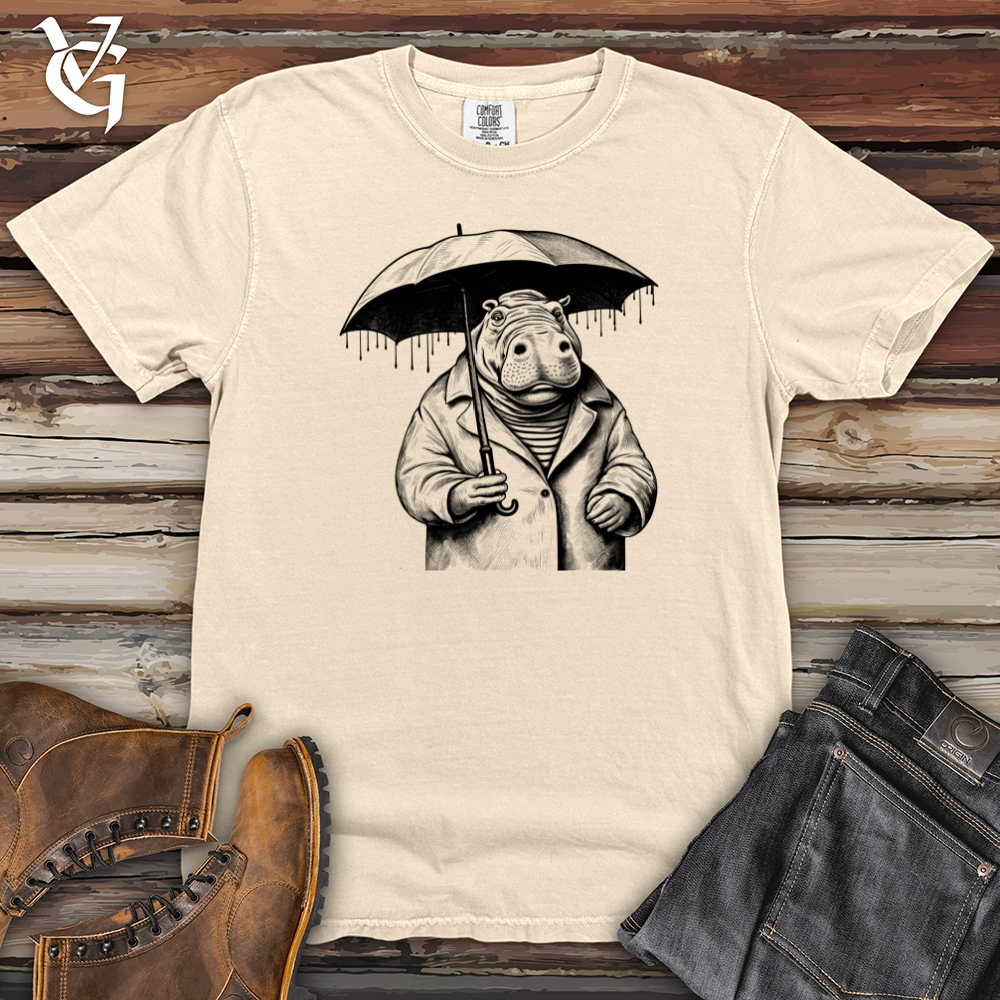 Viking Goods Hippopotamus River Rumble Rainy Refuge Heavy Cotton Comfort Colors Tee Ivory / L