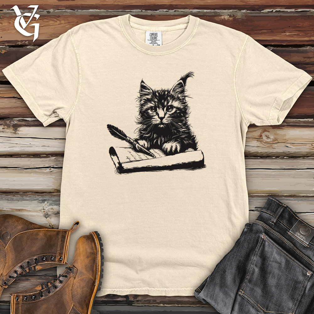 Viking Goods Kitten Poetic Scribe Heavy Cotton Comfort Colors Tee Ivory / L