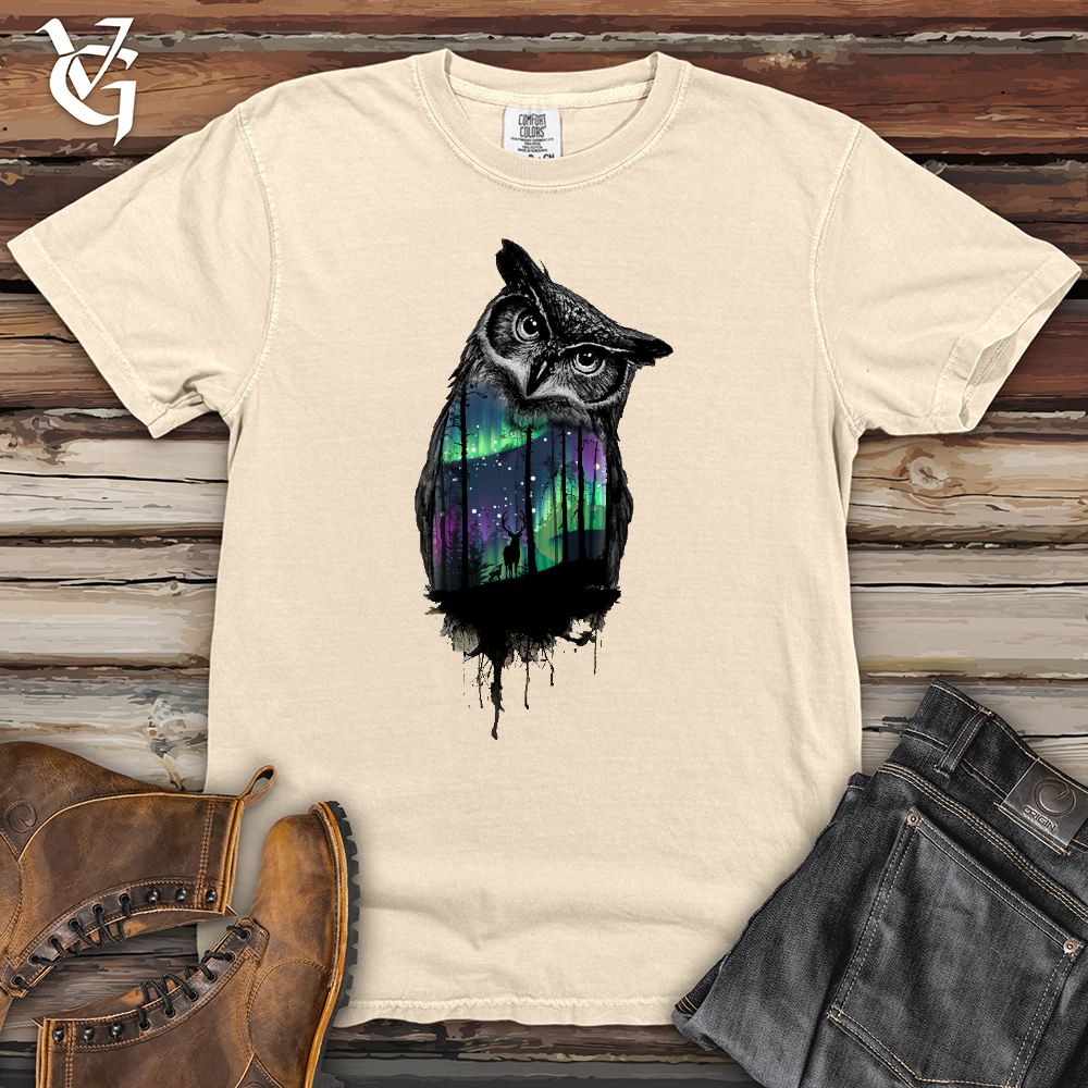 Viking Goods Northern Lights Owl Heavy Cotton Comfort Colors Tee Ivory / L