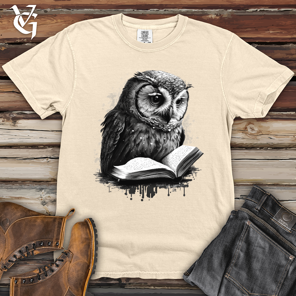 Viking Goods Owl Reading Book Heavy Cotton Comfort Colors Tee Ivory / L