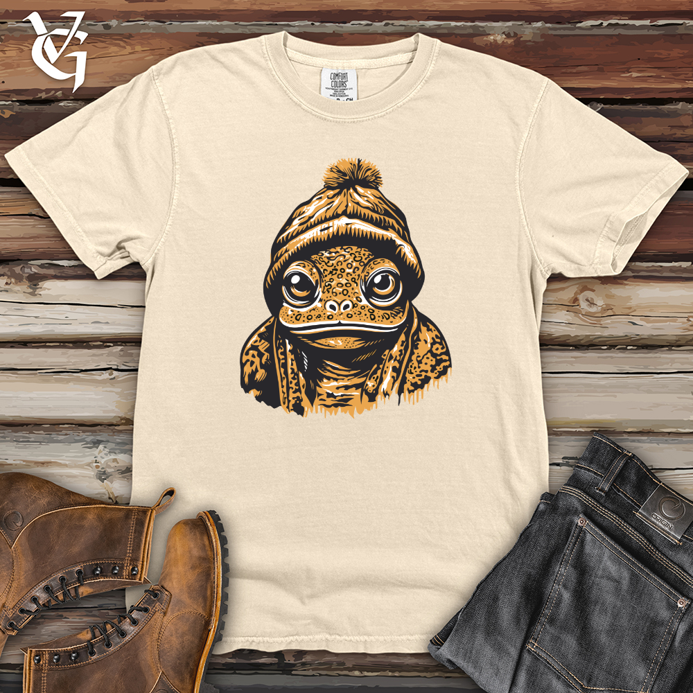 Viking Goods Pom Pom Beanie Frog Heavy Cotton Comfort Colors Tee Ivory / L