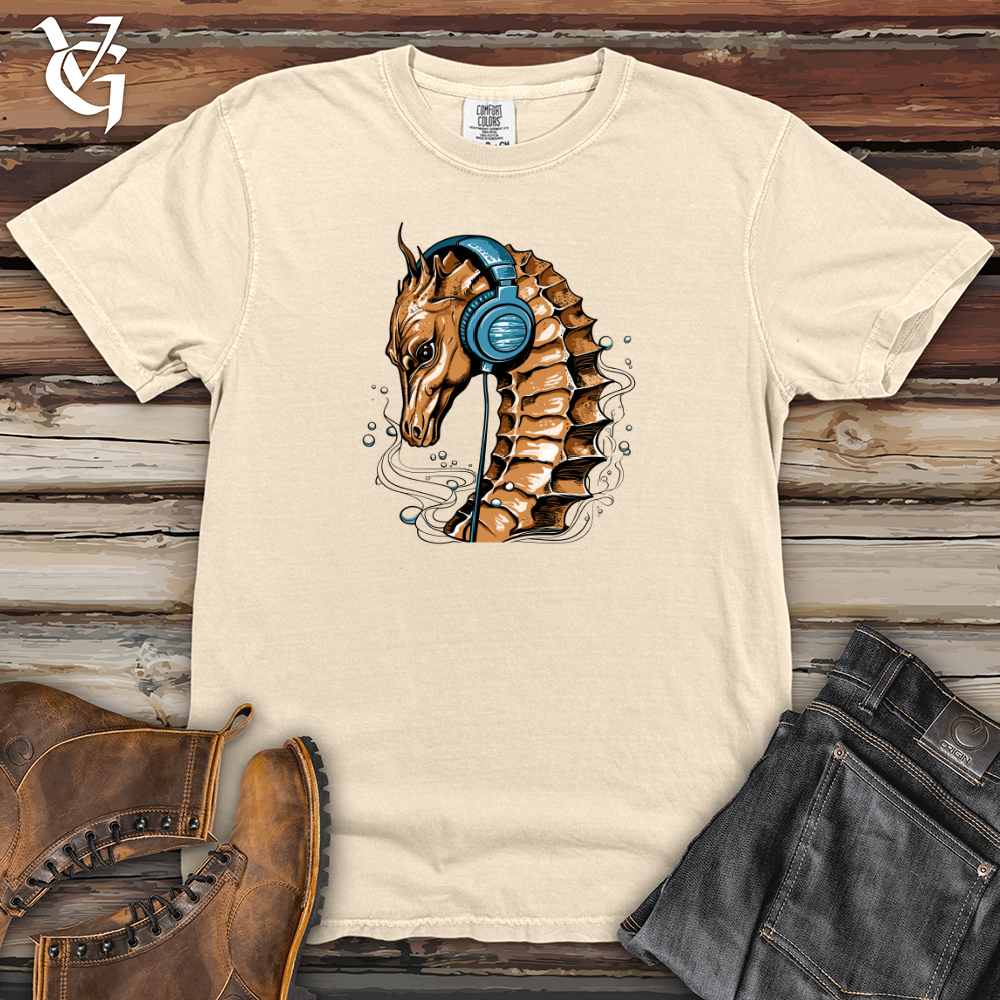 Viking Goods Seahorse Ocean Pulse Headphone Harmony Heavy Cotton Comfort Colors Tee Ivory / L