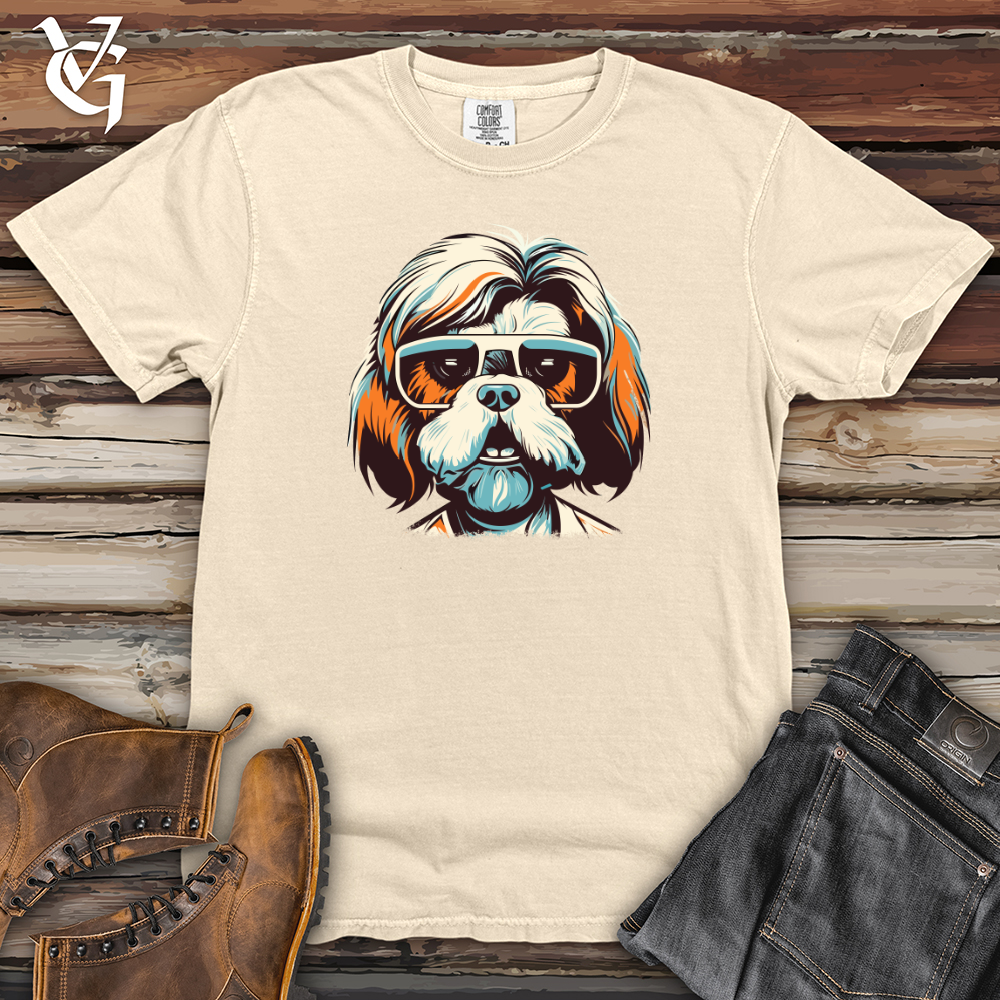 Viking Goods Shih Tzu Stylish Spectacles Heavy Cotton Comfort Colors Tee Ivory / L