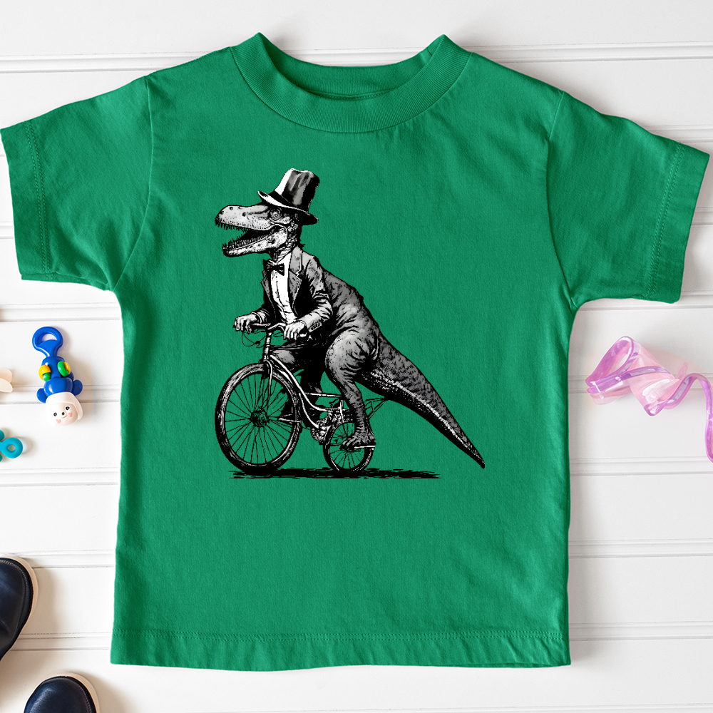 Viking Goods Dinosaur Riding a Bike Toddler Tee Kelly / 2T