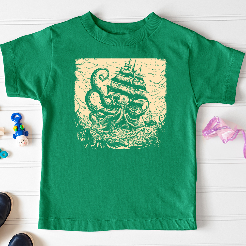Viking Goods Kraken at Sea Toddler Tee Kelly / 2T