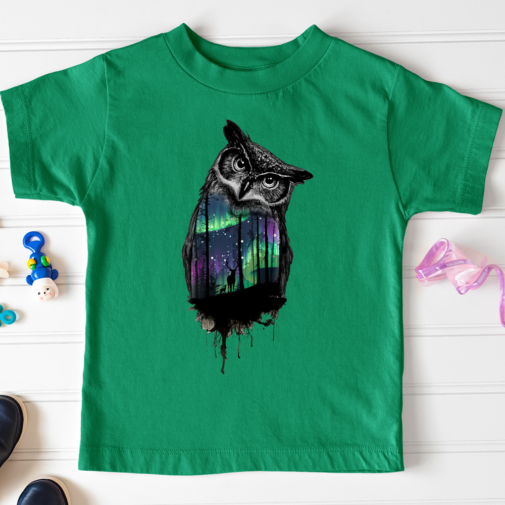Viking Goods Northern Lights Owl Toddler Tee Kelly / 2T