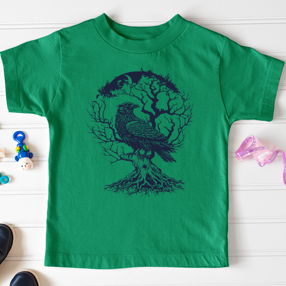 Viking Goods Raven and Old Tree Tattoo Toddler Tee Kelly / 2T