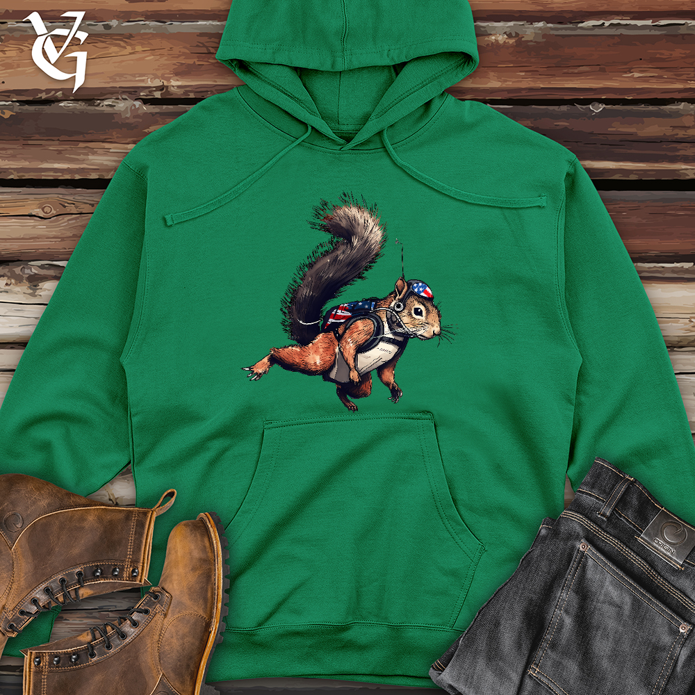 Viking Goods American Skydiving Squirrel Midweight Hooded Sweatshirt Kelly Green / L