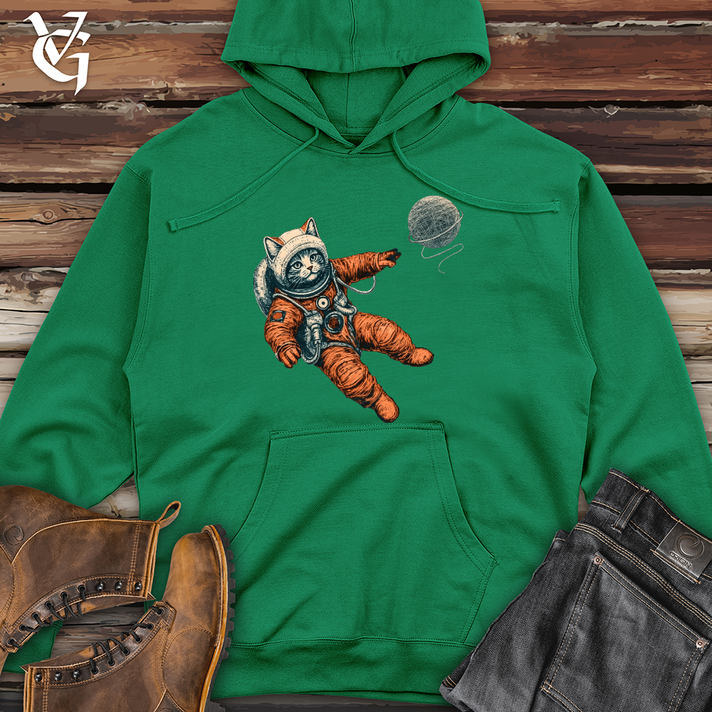 Viking Goods Astronaut Kitty Midweight Hooded Sweatshirt Kelly Green / L