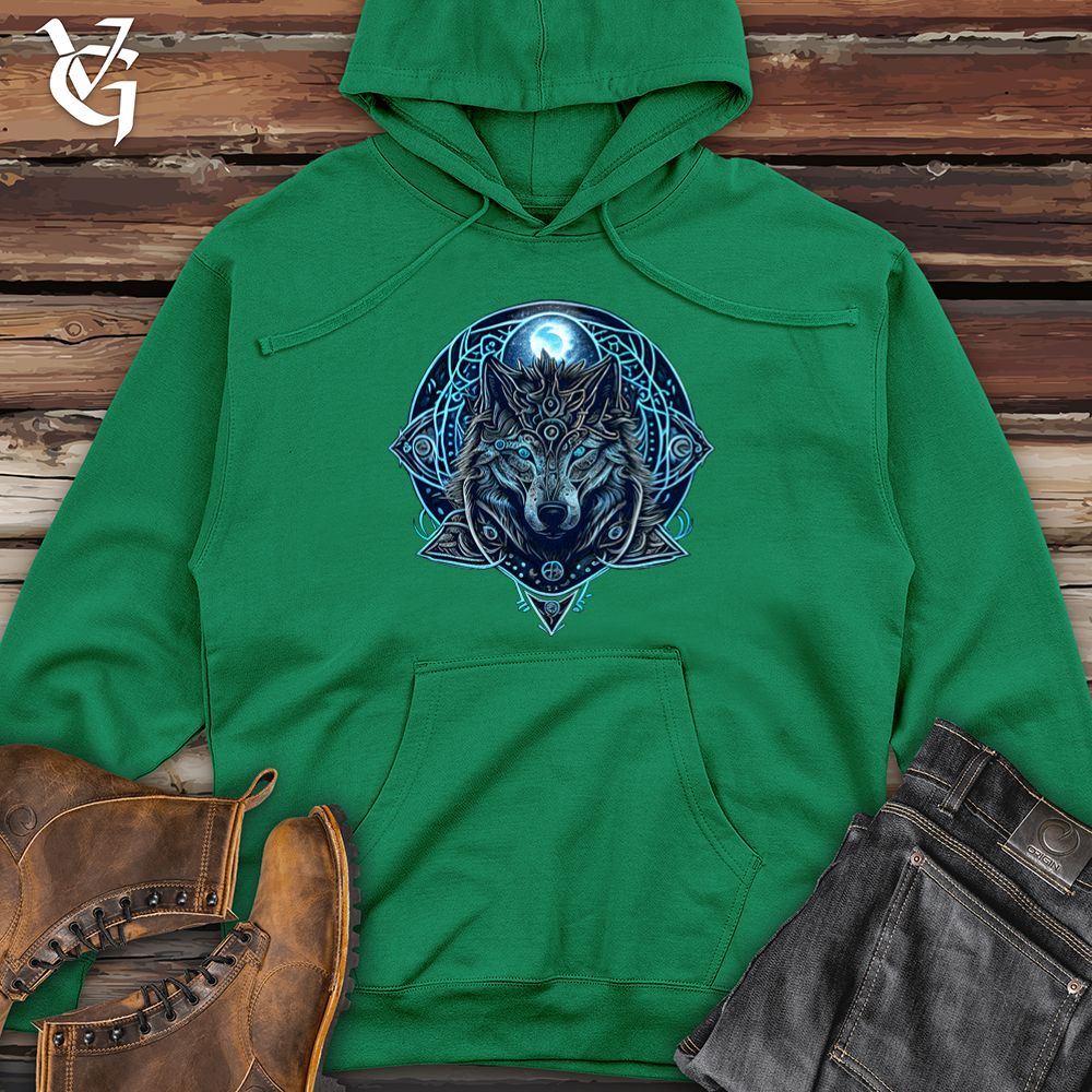 Viking Goods Celtic Fenrir Wolf Midweight Hooded Sweatshirt Kelly Green / L