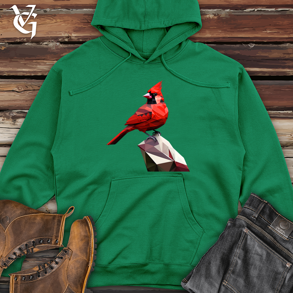 Viking Goods Geometric Cardinal Bird Midweight Hooded Sweatshirt Kelly Green / L
