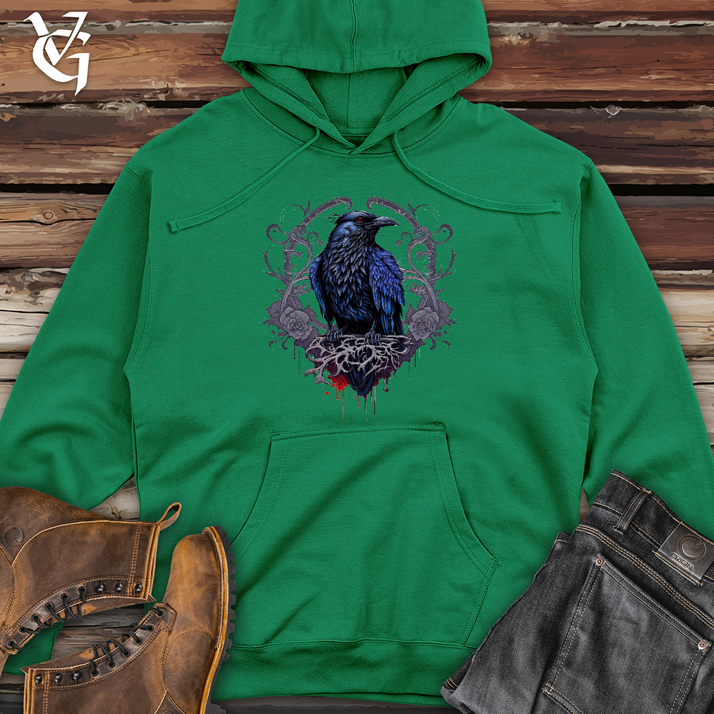 Viking Goods Odins Raven Midweight Hooded Sweatshirt Kelly Green / L