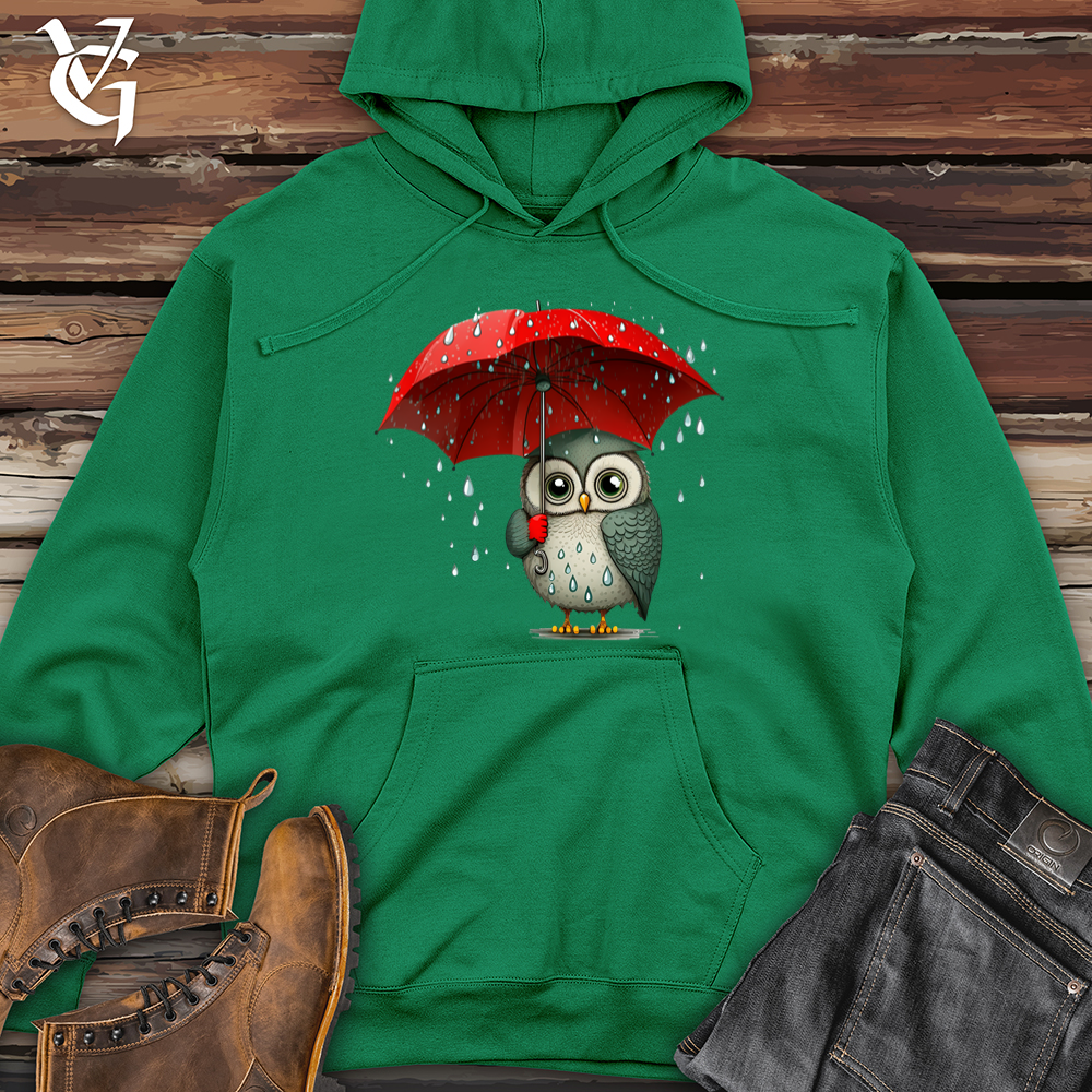 Viking Goods Owl In The Rain Midweight Hooded Sweatshirt Kelly Green / L