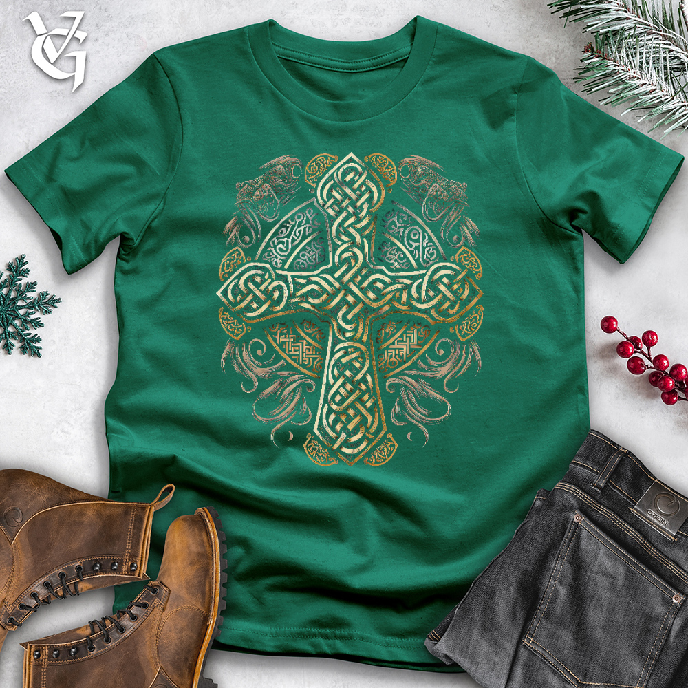 Viking Goods Ancient Celtic Cross Cotton Tee Kelly / L