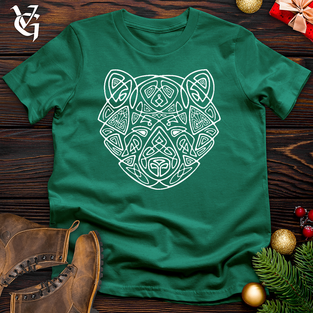Viking Goods Bear Head Celtic Style Cotton Tee Kelly / L
