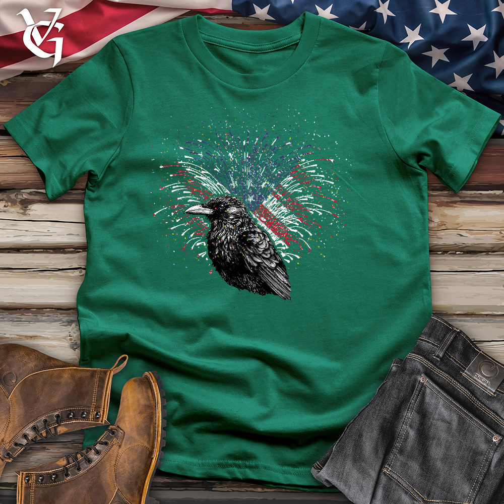 Viking Goods Raven Watching Fireworks Cotton Tee Kelly / L