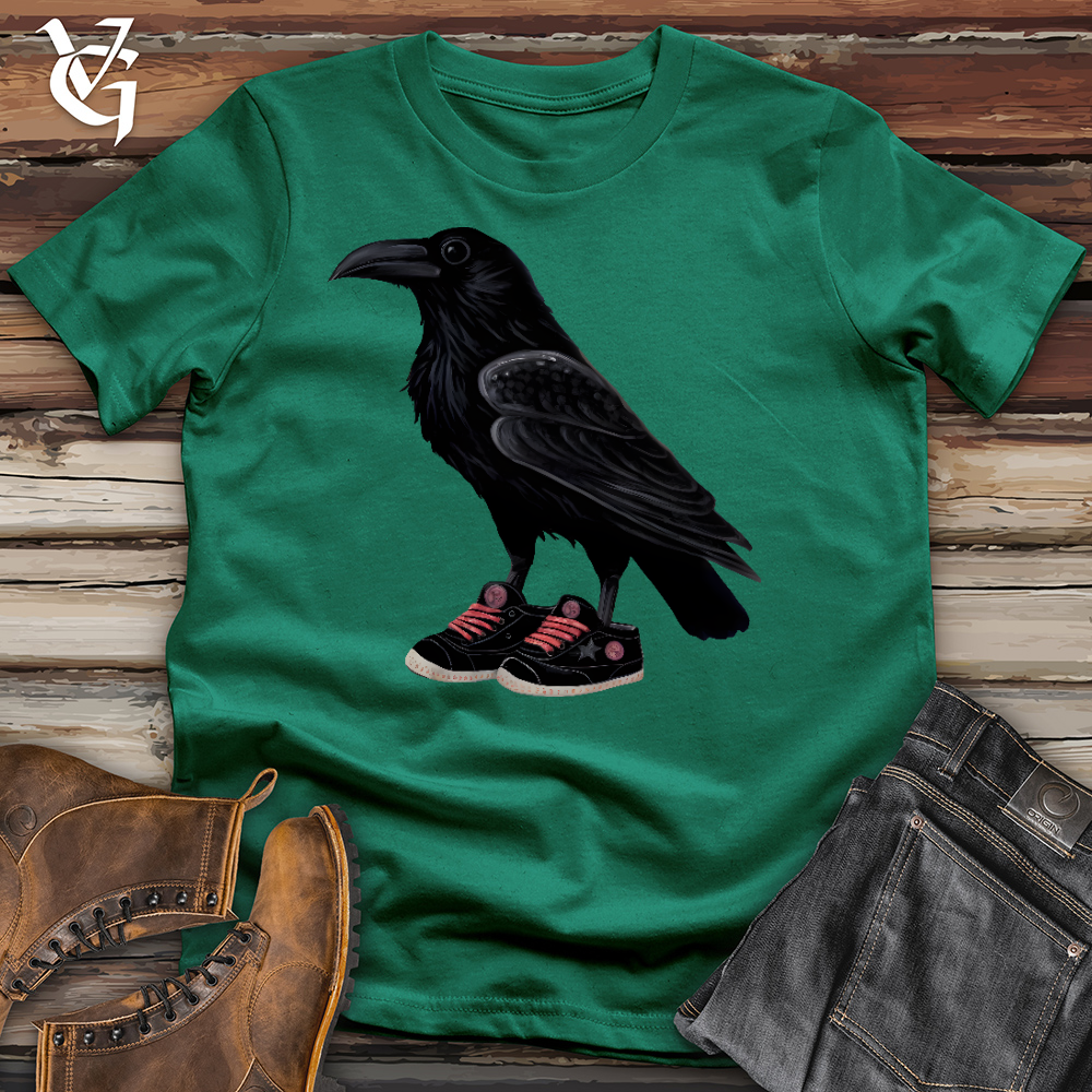 Viking Goods Raven Wearing Sneakers Cotton Tee Kelly / L