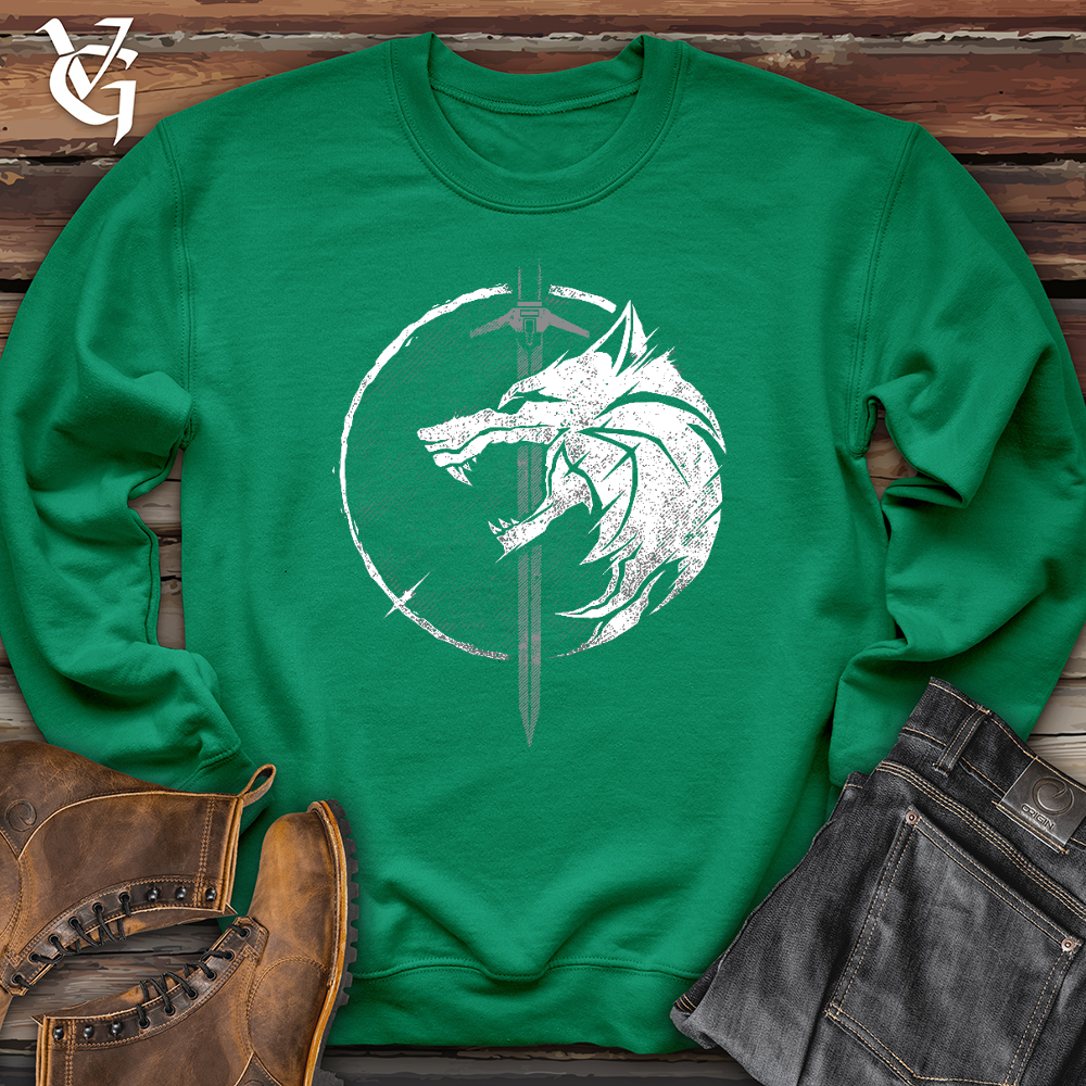 Viking Goods Sword and The Wolf Crewneck Kelly / L