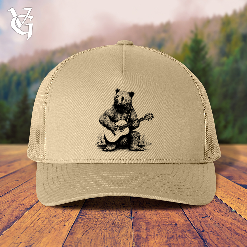 Viking Goods Bear Guitarist Trucker Cap Khaki