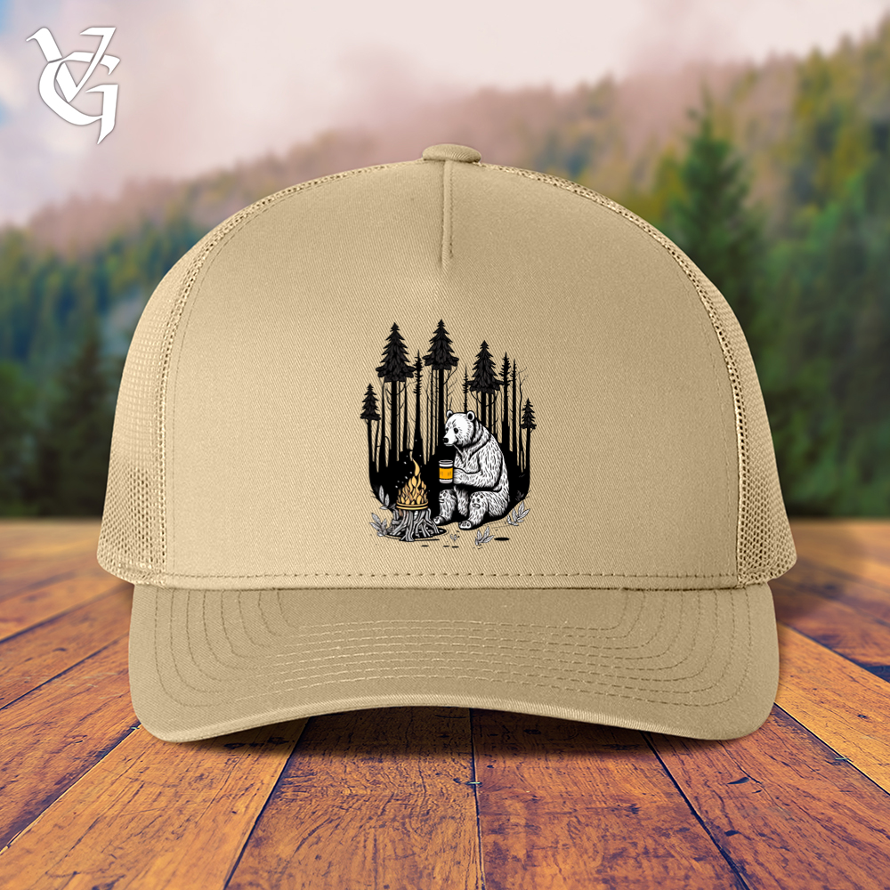 Viking Goods Bear Happy Hour Trucker Cap Khaki