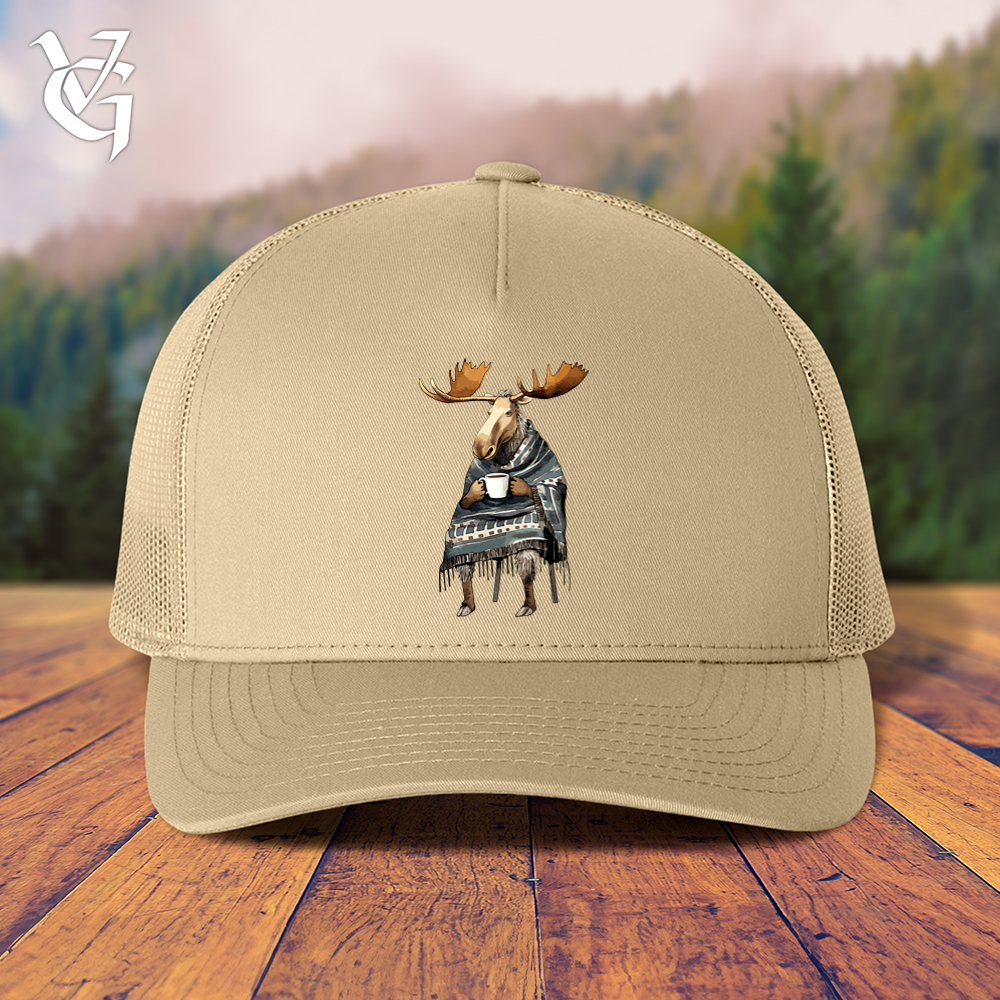 Viking Goods Coffee Drinking Moose Trucker Cap Khaki